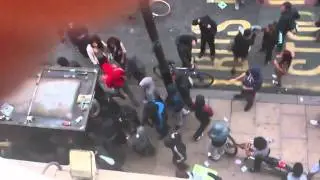 Manchester Riots- overhead view of looting on Oldham Street