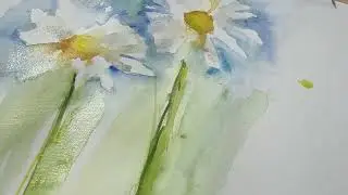 Painting daisies - finished result #watercolorpainting #watercolor #learntopaint #painting