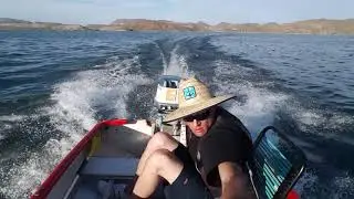 Mini speedboat with 25HP evinrude speed test