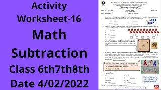 Activity Worksheet 16 Math(English) class 6to8(4/2/22)/activity worksheet class6to8/mathworksheet16