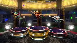 Space, Arcade and Beenox Aviator Crash Bandicoot Winning Podium. (Crash Nitro Fueled)