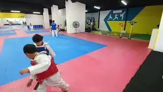 Kids practising tornado kicks - tae kwon do - 052023