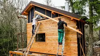 LOG CABIN Build - S2E11: We turned our cabin into OFF GRID MANSION - Larch Facade
