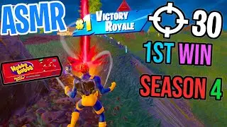 ASMR Gaming 😴 Fortnite Season 4 My 1st Win! Relaxing Gum Chewing 🎮🎧 Controller Sounds + Whispering 💤