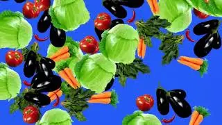 falling vegetables green screen/ vegetable animation rain green screen