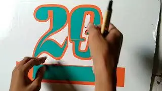 cara membuat stiker angka 20 variasi / striker manual