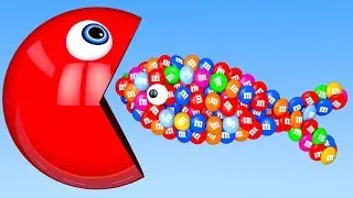 Learn Colors with PACMAN and Fish Shapes Underwater 3D Soccer Ball for Kid Children