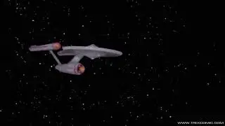 Unused Flyby Footage of the Original Enterprise Composited on a Starfield.
