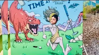 🦖RUN AWAY FROM DINO ROARING#dinosaur #playinggolf