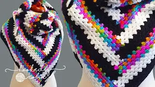 Crochet Log Cabin Granny Triangle SHAWL 😍