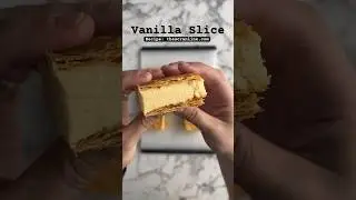 Perfectly set, creamy Vanilla Slice with crispy pastry case!