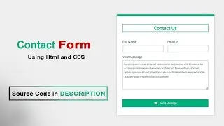 How to create Contact Form in Html and Css | Contact Form