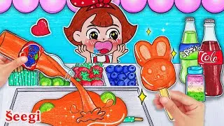 [🍨Paper DIY] ASMR Mukbang Ice Cream from Fruit Soda Truck | Seegi Korea - Stop Motion