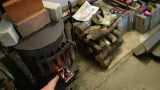 Опыт с буржуйкой - масло + пару поленьев