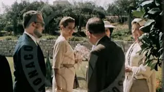 Los Príncipes de Mónaco, inauguran la radio Montecarlo. 1957
