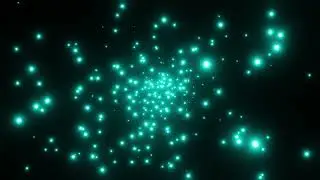 turquoise particles fly out from the center and SC