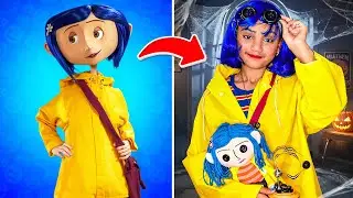 TRANSFORMING INTO CORALINE! 👻💙 ( Halloween Costume ideas)