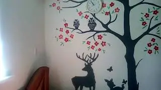 Художественная декоративка , дерево на стене , в детскую , цветы из шпаклевки мастехином