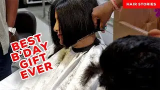 Best Birthday Gift Ever✂️ Long to undercut to chin length bob