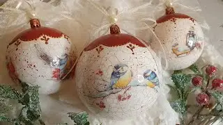Red Copper Christmas Bauble 🎇 #christmas #decoupage #mixedmedia #homemade