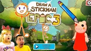 Drew PIGGY in STIKMEN OPEN all PORTALS! The first CHAPTER in Draw a Stickman EPIC 3 DADDY DAUGHTER!