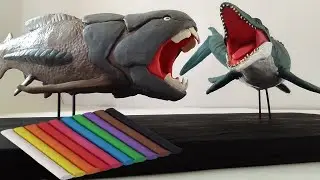 DUNKLEOSTEUS VS MOSASAURUS WITH CLAY/PLASTILINA. Jurassic World.