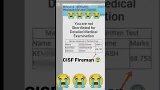 😭 CISF Fireman Result 😰 CISF Fireman Medical Final Cut Off Merit