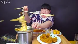 치즈분수 치킨과 함께 먹방...!! Cheese Fondue Chicken ASMR Mukbang Tasty Hoon 테이스티훈