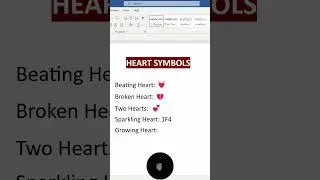Heart Symbols In MS Word | Alt X codes | 