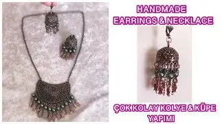ÇOK KOLAY KOLYE & KÜPE YAPIMI // MAKING EARRINGS & NECKLACE AT HOME
