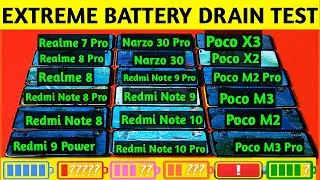 Realme 8 Pro vs Realme 8 vs Redmi Note 10 vs Note 10 Pro vs Poco X3 vs M3 | Battery Drain Test | 🔥🔥