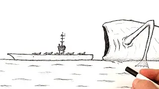 How to draw a Sea Eater attacking Aircraft carrier