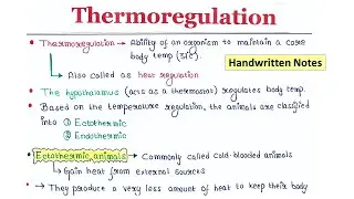 Thermoregulation | Mechanism | Importance | Handwritten notes