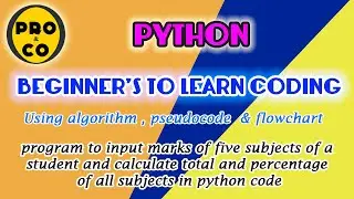 program to input marks of five subjects of a student & calculate total & percentage in python code