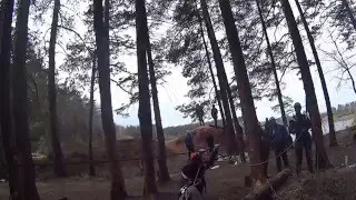 Переправа по бревну с сопровождением