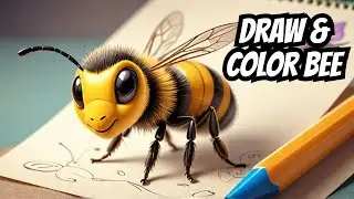 How to Draw a Cute Honey Bee Easy | Draw & Colour Cute Bee for Kids