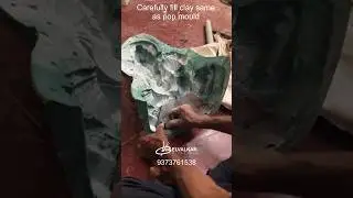 Clay Ganesha idol using fiber mould 
