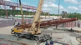 Монтаж дымовой трубы, подъём дымовой трубы.