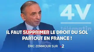 Eric Zemmour sur France 2 : Il faut supprimer le droit du sol partout en France !