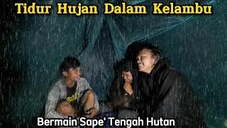 Camping in Heavy Rain - Sleeping in a Mosquito Net and Playing Traditional Music in the Middle of...