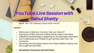 Live QA Webinar/Chat Session - Rahul Shetty