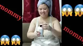 beautiful mom apply whitening cream ligo challenge chubby mom / Asian mom