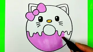 Easy Drawings, Donut Drawing, Cute Picture Drawings, Easy Donut Drawing, Beautiful Picture Drawin...