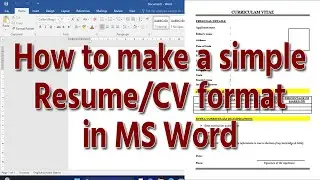 How to make a simple Resume/CV format in MS Word