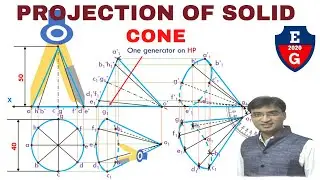 1| Projection of solid| cone| Solved problem| Engineering Drawing