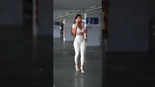 Gorgeous model in fancy tight pants street style fashion 
