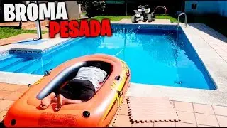 I tied my quad to an inflatable boat while my friend was asleep in the pool *he almost killed him...