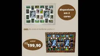 Painel Mural Para 22 Fotos 10x15cm c/ Vidro Quadro Para Fotos