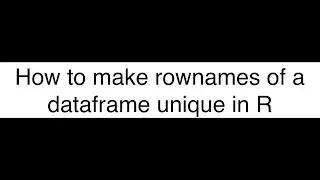 Mastering R: How to Make Duplicated Rownames Unique