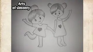 How to draw best friend girls || easy girls drawing step by step || pencil sketch for beginners